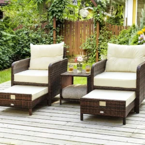 Rattan Balcony Furniture with Ottomans