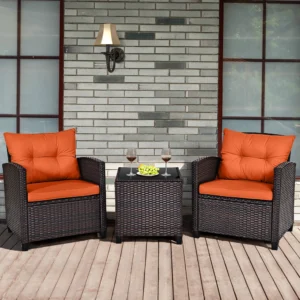 Cushioned Conversation Set Sofa Orange